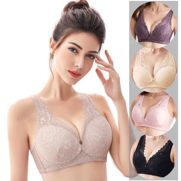 

maternity bra nursing wireless lace bra breastfeeding bra plus size d e cup front closure open pregnancy women feeding bras lj200917, White