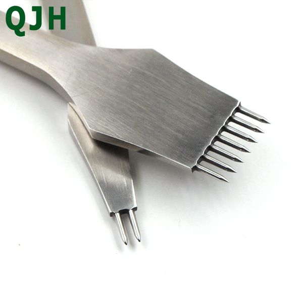 

punching pricking round chisel tools 3mm&4mm spacing 2+7 prong,diy handmade stitching leather craft treatments q1106