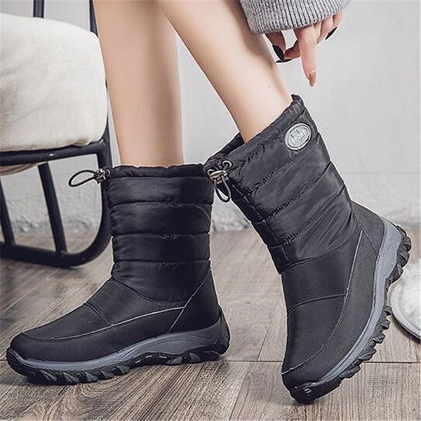 

women 2021 new snowboots thick teddy bears in non-slip water women's fashionable boots winter warm skin shoes mujer adx5, Black