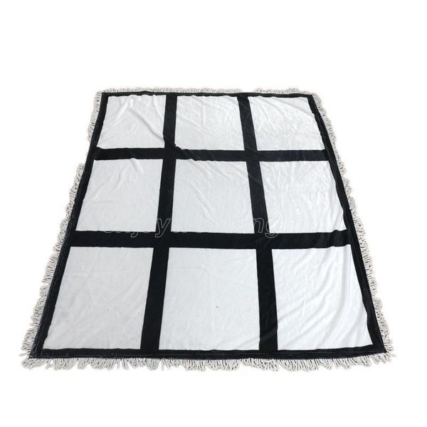 

plaid sublimation blanks blanket with tassels 9 15 20 grids mat heat transfer printing nap sofa blankets sea shipping