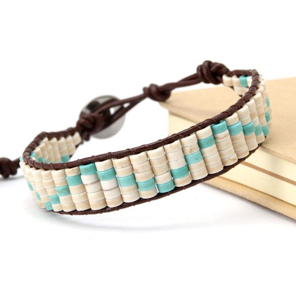 

уникальный диск форма howlite кожаный браслет горячие продажи мужской ткачество wrap браслет dropshipping браслет ювелирных изделий qylglk l, Golden;silver