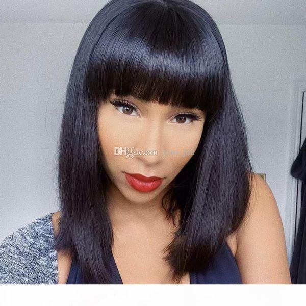 

lace front human hair short bob wigs virgin hair peruvian full lace wig with baby hairs glueless full lace human wigs with bangs, Black;brown