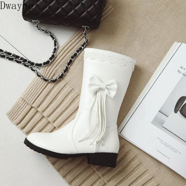 

boots 2021 autumn and winter female mid-tube wedge with increased tassel, Black