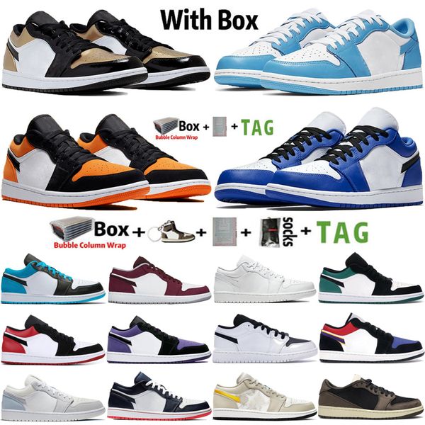 

2020 with box jumpman low 1 1s unc obsidian mens basketball shoes travis scotts paris hyper royal airs trainers retro sports sneakers 36-45