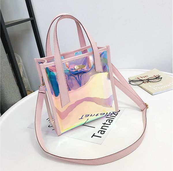 

2pcs/ lady transparent cross bags fashionable portable laser transparent son mother single shoulder crossbody bag woman handbags