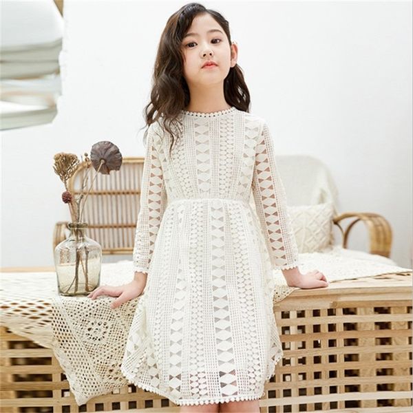 

kids dresses teenage white blue wedding party dress lace girl dress long sleeve children clothing spring autumn 6 8 10 12 14 16 lj200822, Red;yellow
