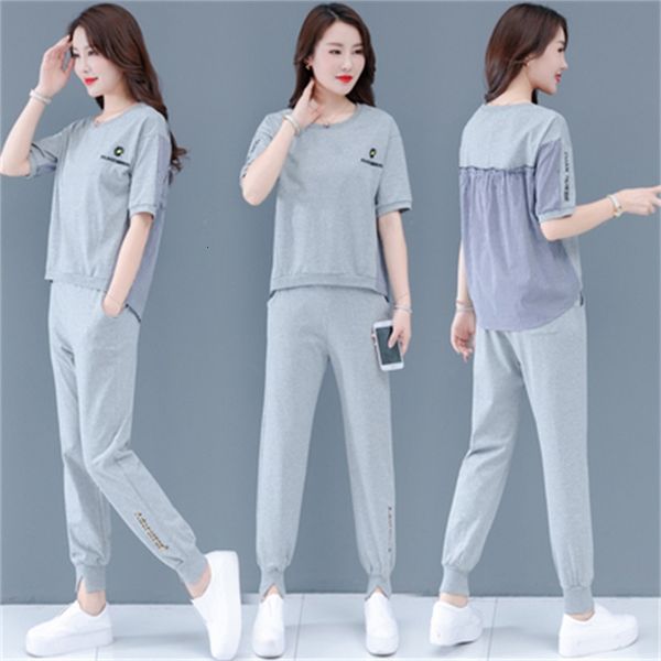 

casual 2nd korean floral femme workout two female pieces summer suit tracksuits m3zp, White
