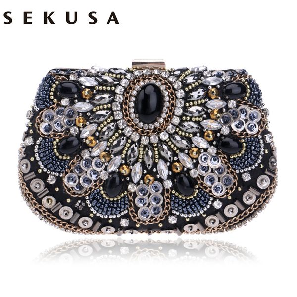 

sekusa women evening bags beaded wedding handbags clutch purse evening bag for wedding day clutches evening bags embroidery bags c1010
