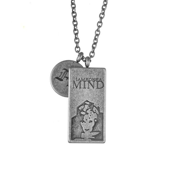 

retro hip-hop necklace geometric round rectangle pendant for men vintage stainless steel punk male jewelry, Silver