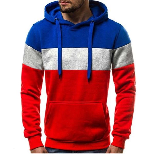 

men's new fashion casual sports 2019 jacket color matching hoodie sweater h74, Gray