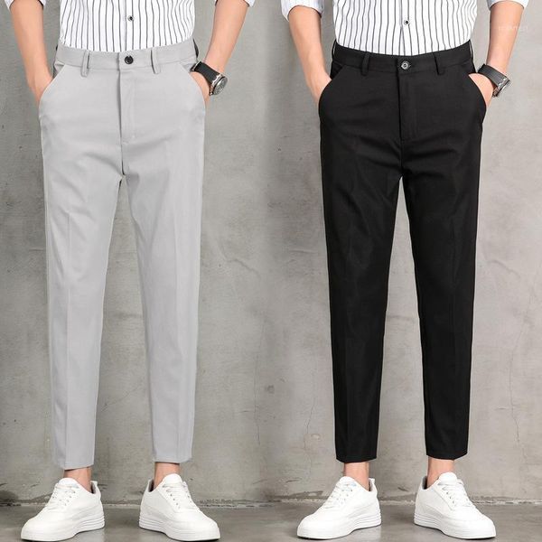 

2020 men's spring autumn fashion business casual long pants suit pants male elastic straight formal trousers plus big size 28-341, Black