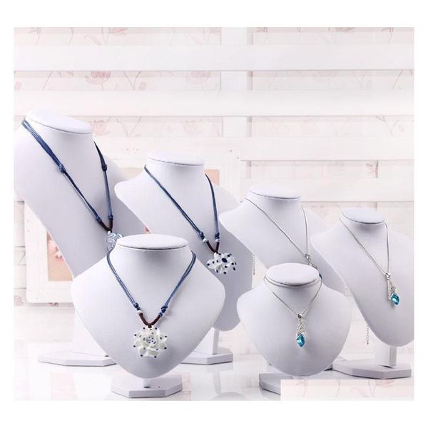 

white pu leather neck shelf models necklace pendant holder mannequin bust jewelry display stand show storage rack ogixp, Khaki