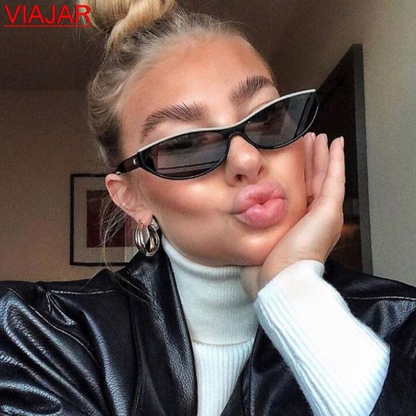 

sunglasses ins fashion small cat eye woman vintage oval eyewear women brand designer sun glasses for female shades uv400, White;black