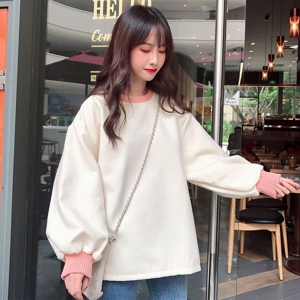 

o0tlb various thickness optional cotton sweater women's 2019 loose and winter korean style autumn wool sweater loose sweaternew fleece, Black