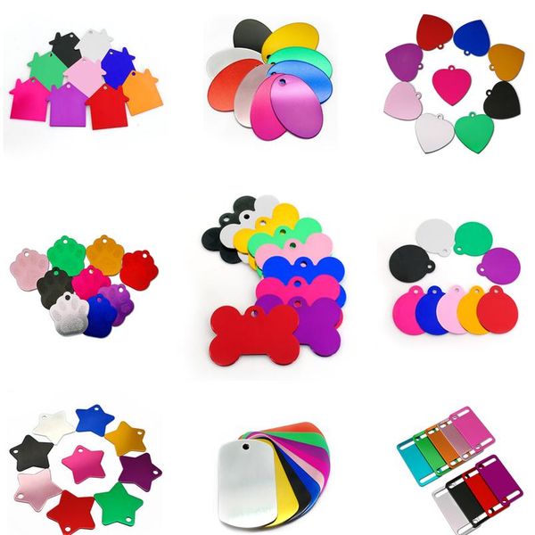 

100pcs wholesale dog tag personalized pet collar accessories aluminum custom dog name phone tag military paw bone heart sqclmy