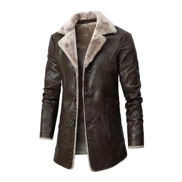 

men's fur & faux leather jacket mens winter fleece thick motorcycle windproof warm coat male fashion clothing large size 4xl, Black