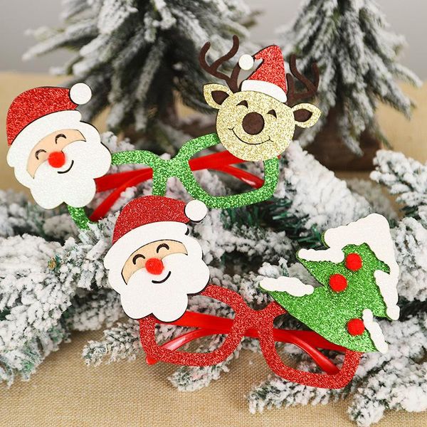 

christmas decorations 1pc cartoon glasses frame glittered eyeglasses children xmas holiday gifts party decoration