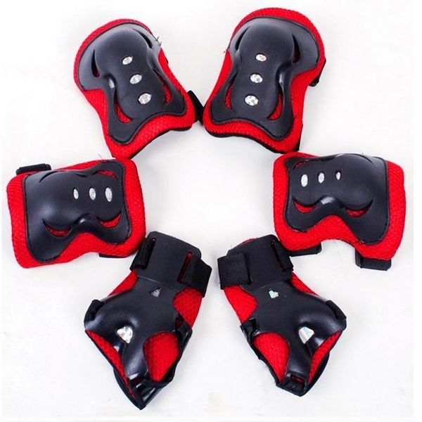 

6 pieces kids outdoor sports protective gear knee palm elbow pads wrist guards roller skating safety protection pad knee support, Black;gray