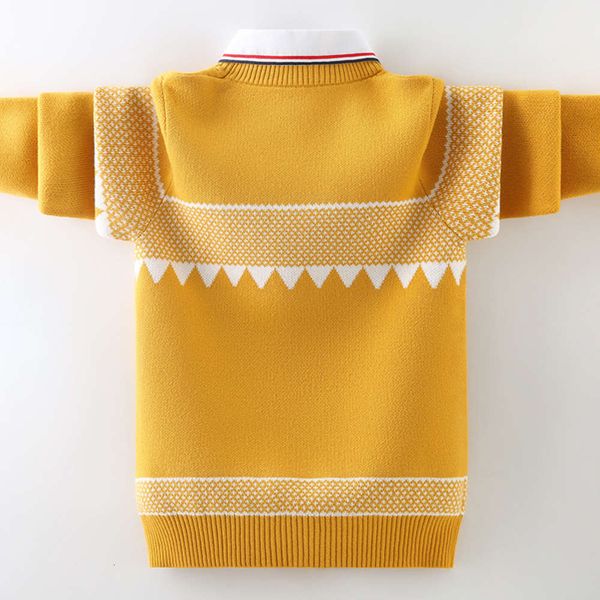

boys' shirt collar cotton fake pullover two-piece autumn and winter plush children's sweater 4yze, Blue