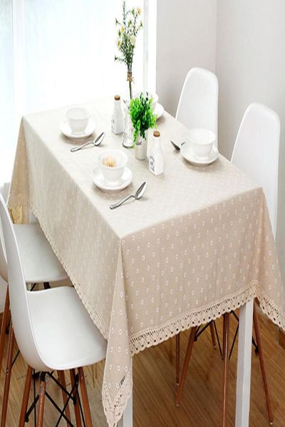 

daisy flower pattern tablecloth linen and cotton lace edge rectangular table cloth home l textile wmtysv