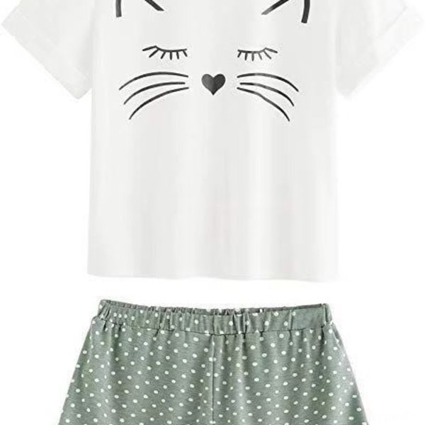 

2019 летних женских моды cat случайные пижам костюм 2019 летних женской одежды clothescat дома одежды мода случайных пижамы дома костюм gtq, Gray