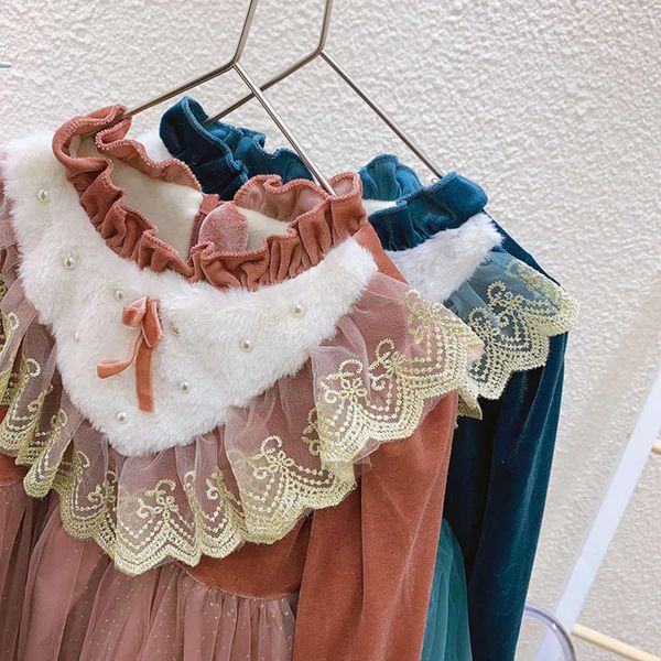 

winter children's mh princs veet girls' drs 2020 new plush thickened baby's foreign sle skirtnws9 eyhe, Red;yellow