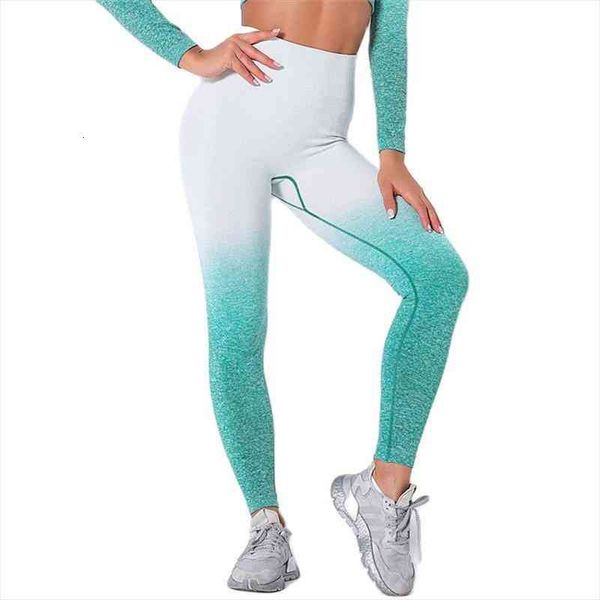 

sport seamless gradient color energy legging women fitness high waist push up workout pants gym stretch sports wear, Black