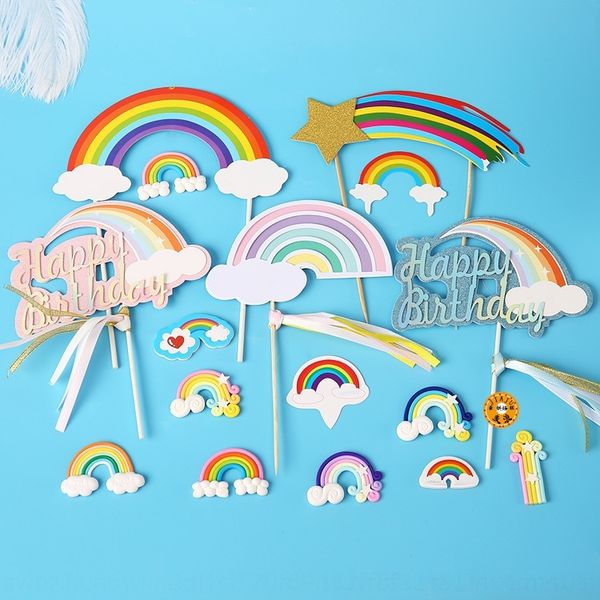 

pip5d sponge english rainbow cake decorated with cards card nurqa scene balloon toothpick cake card balloon happy decoration cloud baking bi