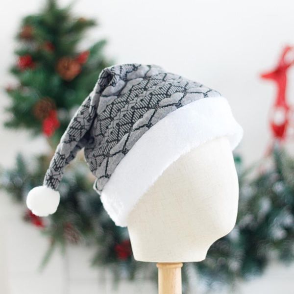 

2pcs christmas hat christmas knitted white plush hat for adult1