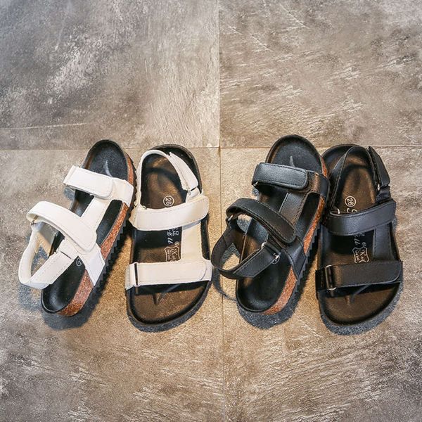 

cork ruizu spring and summer boys' slippers girls' t-belt children's sandals beach tide, Black;red