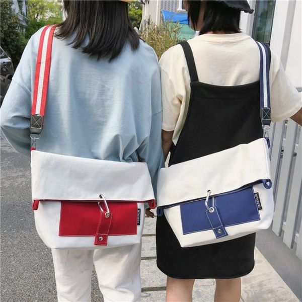 

women hit color flap tote bag 2020 new canvas shoulder messenger bags female casual wild school crossbody bags