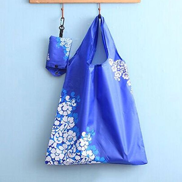 

foldable shopping bag chinese style reusable eco-friendly groceries bags durable handbag home folding storage bags pouch tote dh1044