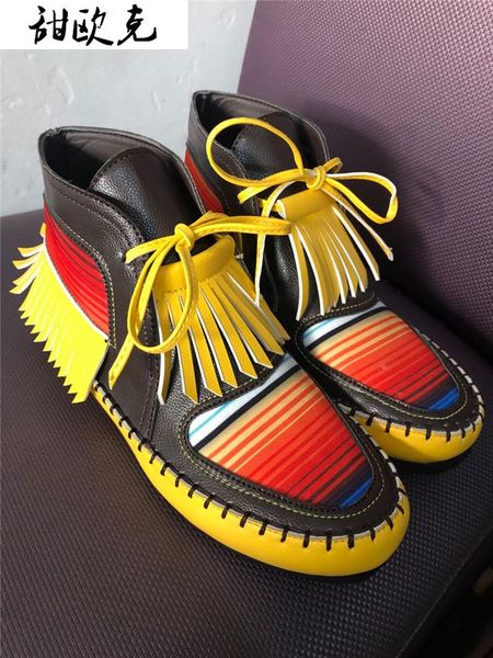

women tassel stripe ankle boots 2020 women's sewing warm woman flats female shoe ladies casual hook loops footwear plus size 43, Black