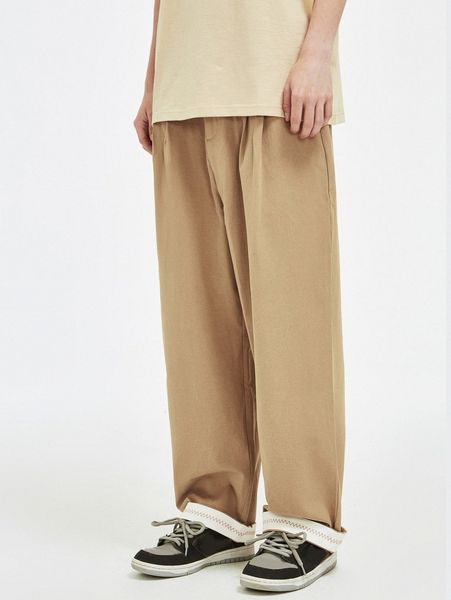 

men button detail wide leg pants l0bk#, Black
