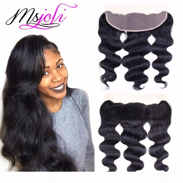 

brazilian virgin human hair 13x4 lace frontal ear to ear closure body wave natural color beautyhair part msjoli 6-22 inch in stock, Black;brown