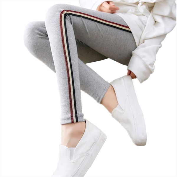 

gym fitness leggings side stripe legging sportwear leggins womens active quick drying casual pants gray cotton trousers, Black