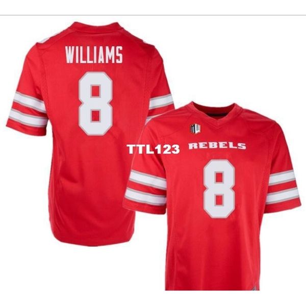 Cheap 3740 UNLV повстанцев Charles Williams # 8 Real Full Emboidery College Jersey Size S-4XL или пользовательское имя или номер Джерси