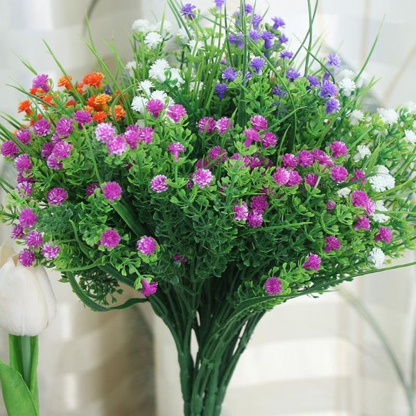

decorative flowers & wreaths 1 x artificial diy plant home decor green plastic flower fake plants wedding eucalyptus grass garden ornaments1