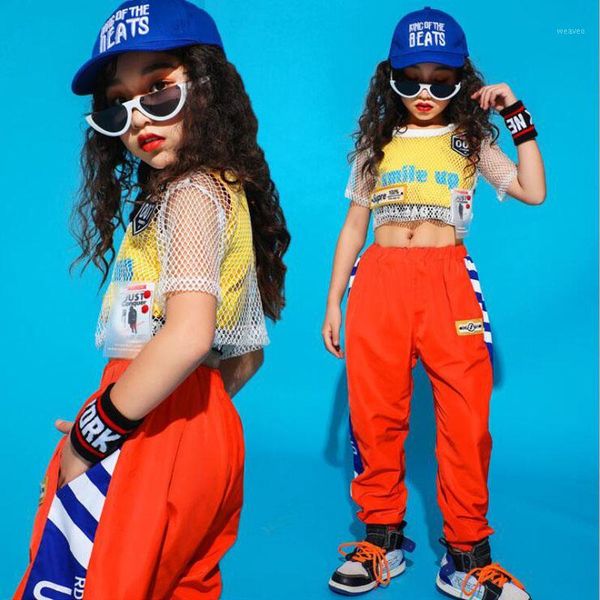 

children ballroom jazz dance costumes hip-hop style students teams modern dance girls stage wear performance costumes outfits1, Black;red