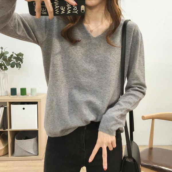 

knitv neck sweaters and pulls streetwear loose soft sweater women's long sleeve sweaters pullover v neck winter jumpers, White;black