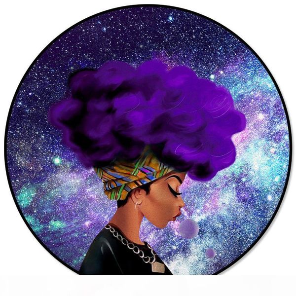 

африканская женщина женщина фиолетовые волосы starry sky круглые ковры для гостиной спальня коврики soft home decor коврик для кухни коврики
