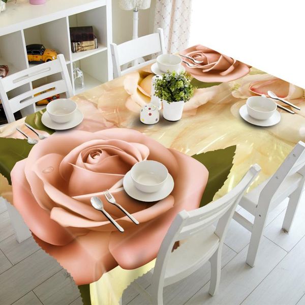 

pretty customizable tablecloth 3d retro rose pattern washable cloth thicken rectangular and round table cloth for wedding