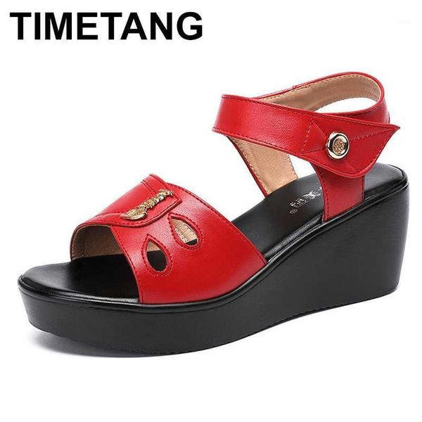 

timetangbig size 32-43 platform sandals women shoes summer 2020 high heels wedge sandals ladies waterproof beach office1, Black