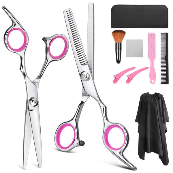 

yblntek 7/9 pcs professional парикмахерские ножницы набор волос режущие ножницы для волос ножницы для волос хвостовые гребеньки волосы накид, Silver