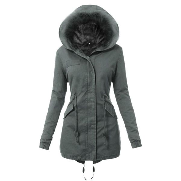 

womens coat ladies fur lining coat womens winter warm thick long jacket hooded overcoat casual women fashion jackets blouse, Black;brown