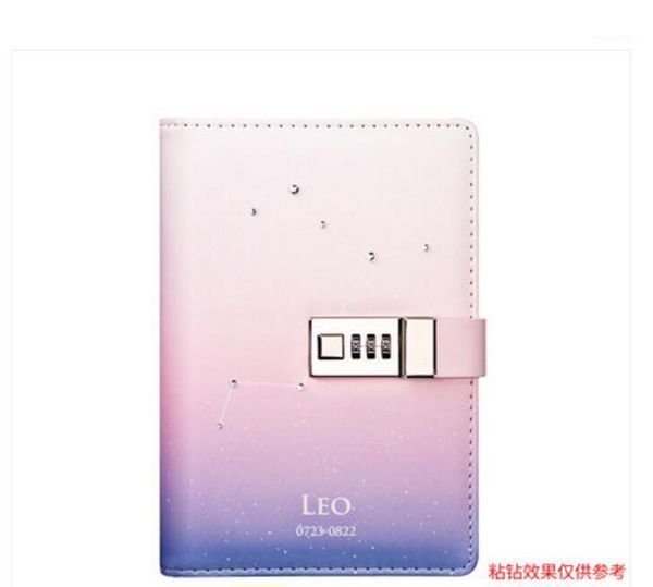 

notepads 10 choose constellation line notebook with password lock creative hand account book student diary b6 112 sheet 1book/set1, Purple;pink