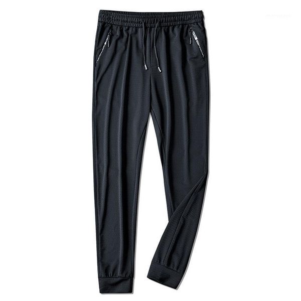 

men's pants 2021 est summer men's ice silk long air conditioning trousers beam mouth closing straight leg 8xl1, Black