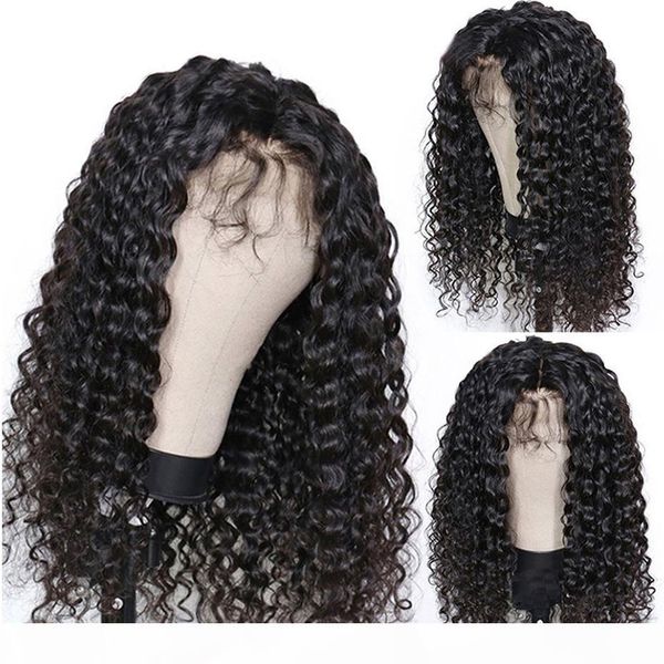 

150% brazilian deep wave 13x4 lace front human hair wigs for women pre plucked with baby hair remy glueless lace front wig new, Black;brown