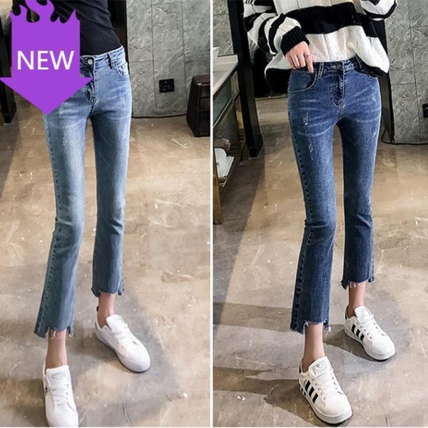 

pants breathable fashion bell bottom trousers women jeans plus size female stretch slim denim flares1, Blue
