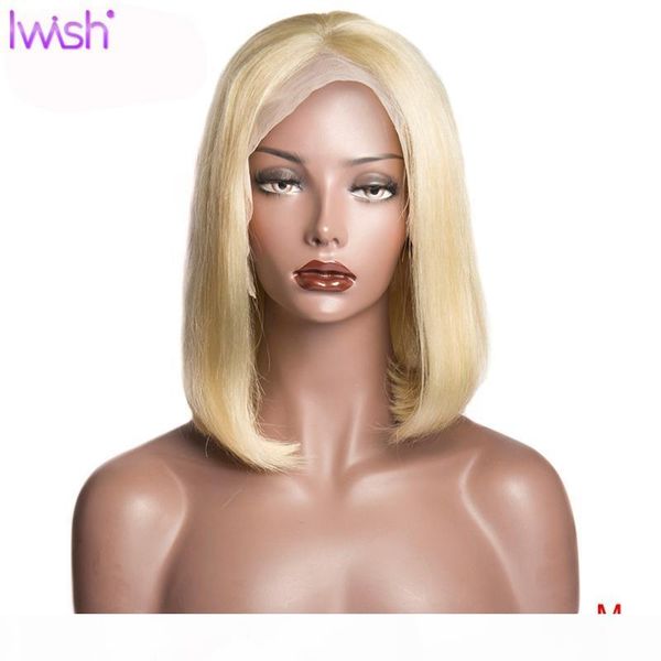 

613 blonde bob lace front wig short brazilian straight human hair wig for women pre plucked iwish 150% 13x4 transparent lace, Black;brown